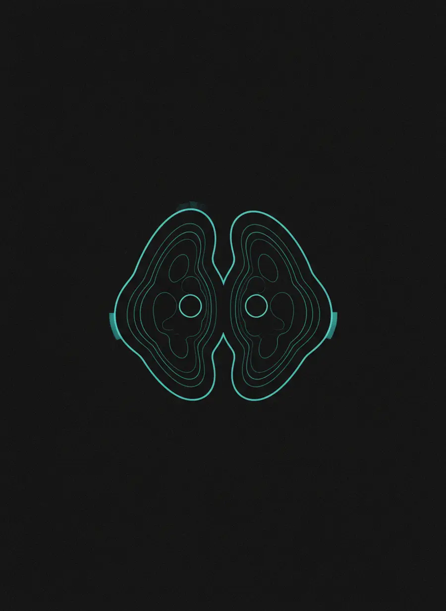 Two faint overlapping cyan contour outlines aligning almost perfectly